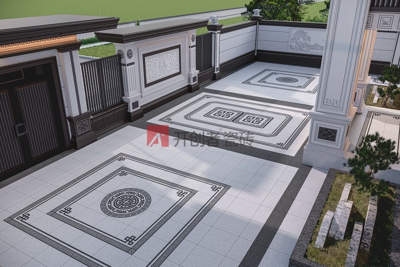 福寿图-芝麻白配深灰