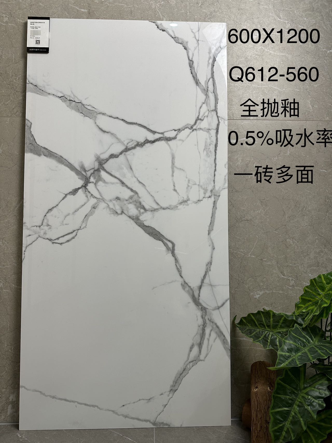 雅士白Q612-560 全抛釉高光面 一砖多面 超低吸水率