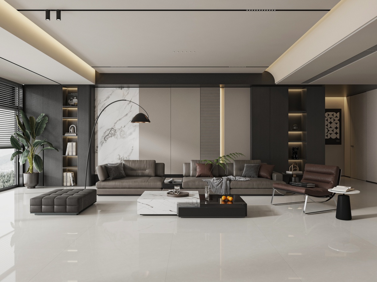 亮光 金刚通体大理石 80GT1225云淡灰 一石五面 自然切面 亮面通体