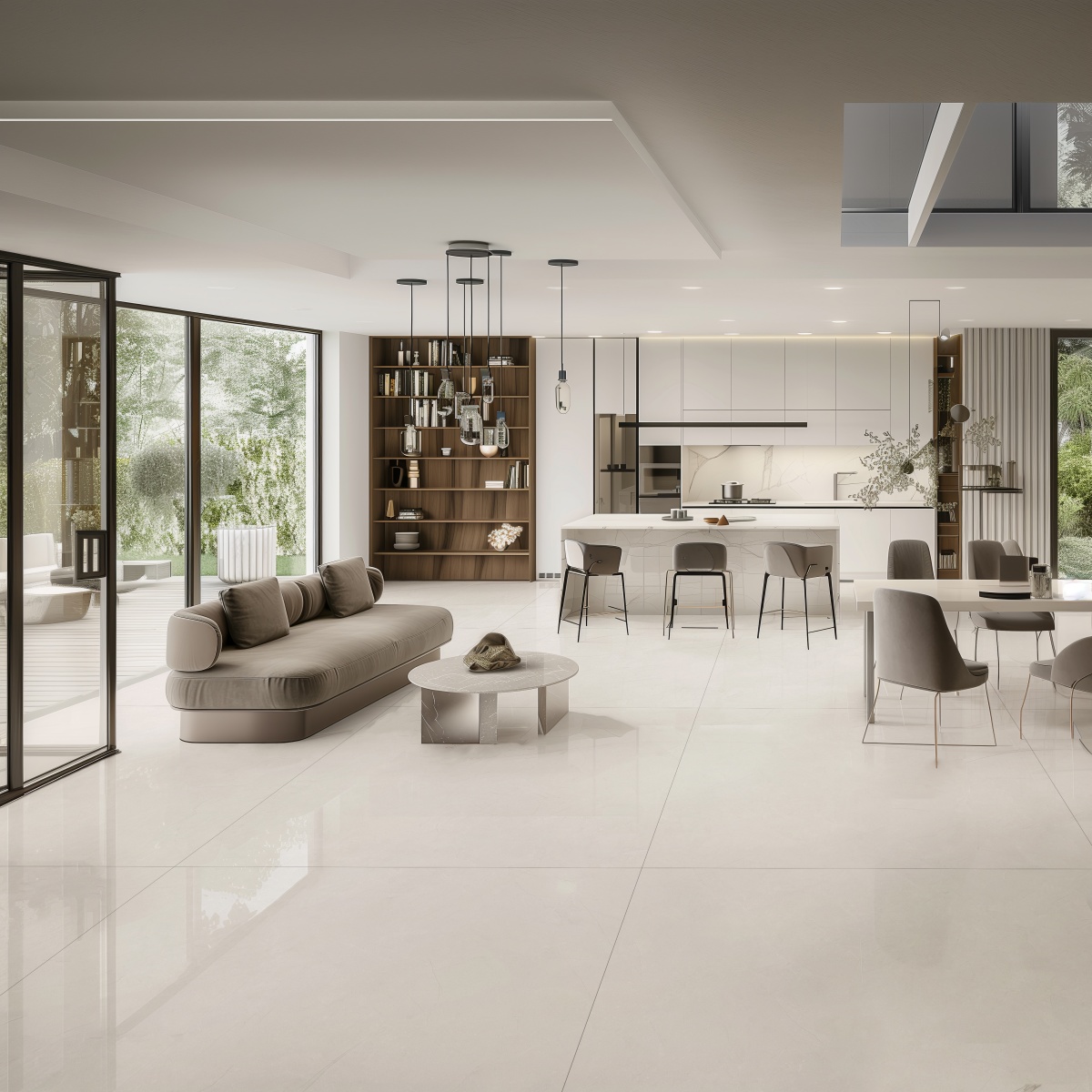 812H1216科罗纳金浅灰 亮光 12mm通体厚岩板 一石五面 自然切面 超防滑