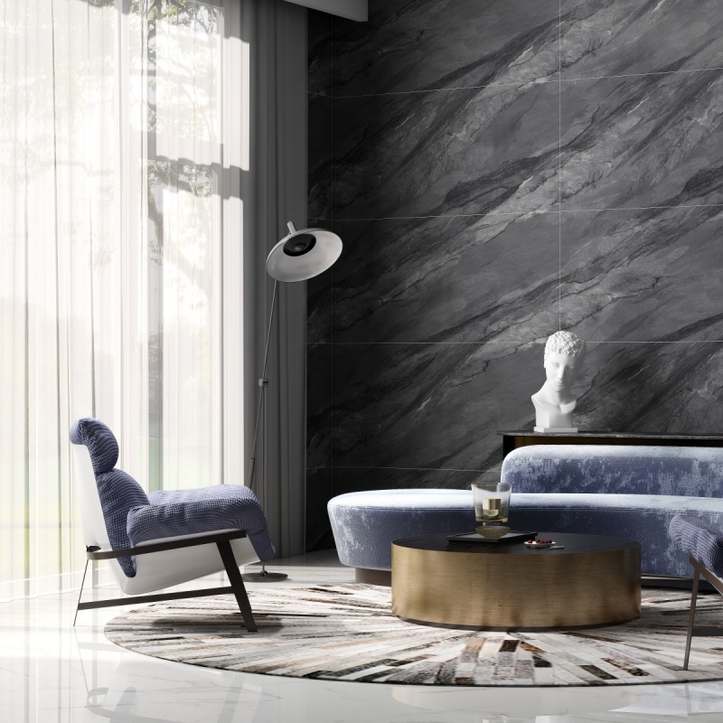 GT715026玄武岩 一石五面 自由连纹 亮光通体