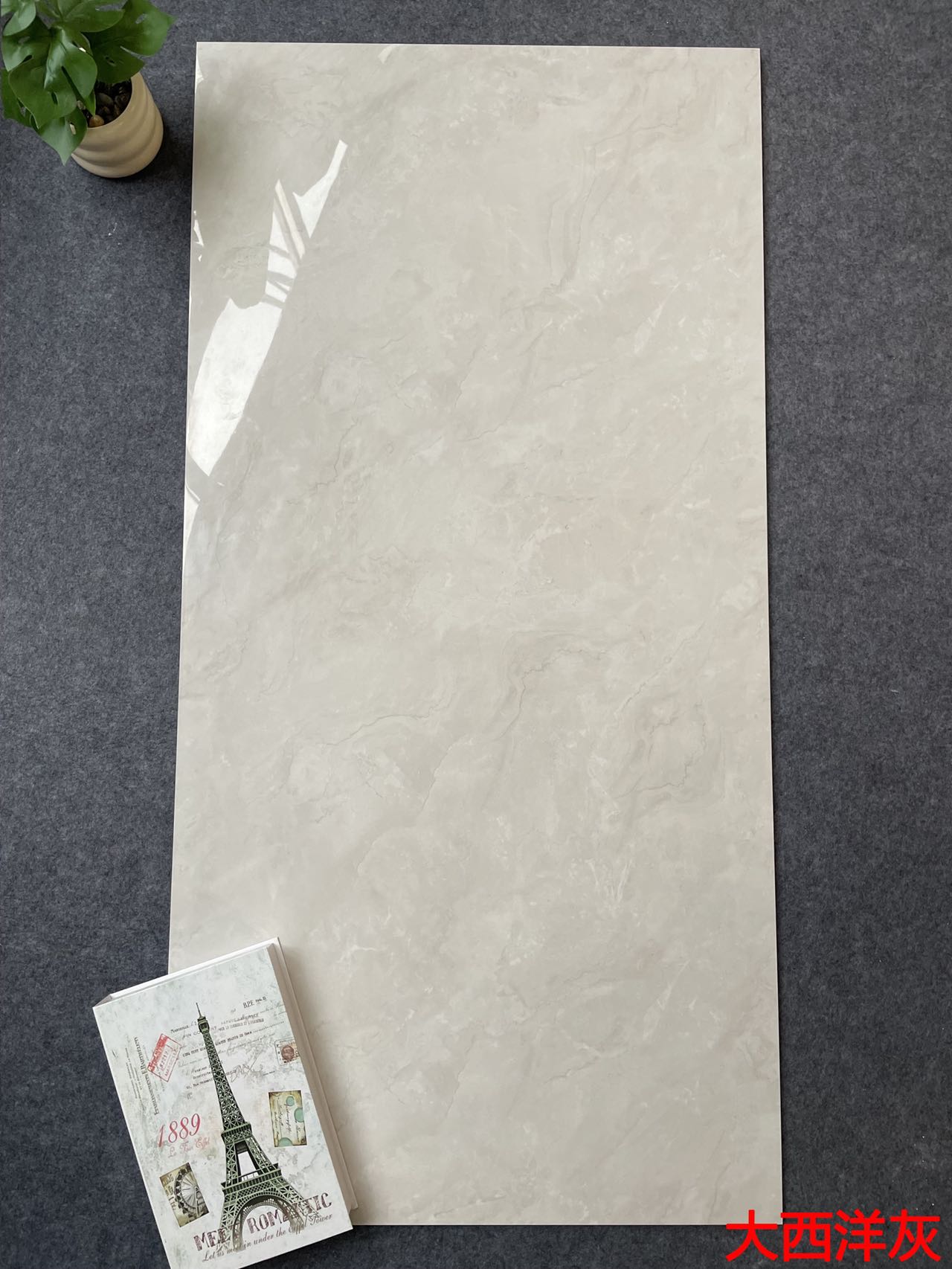 亮光 通体超平釉  JM61205大西洋灰一石五面 自由连纹 亮光通体