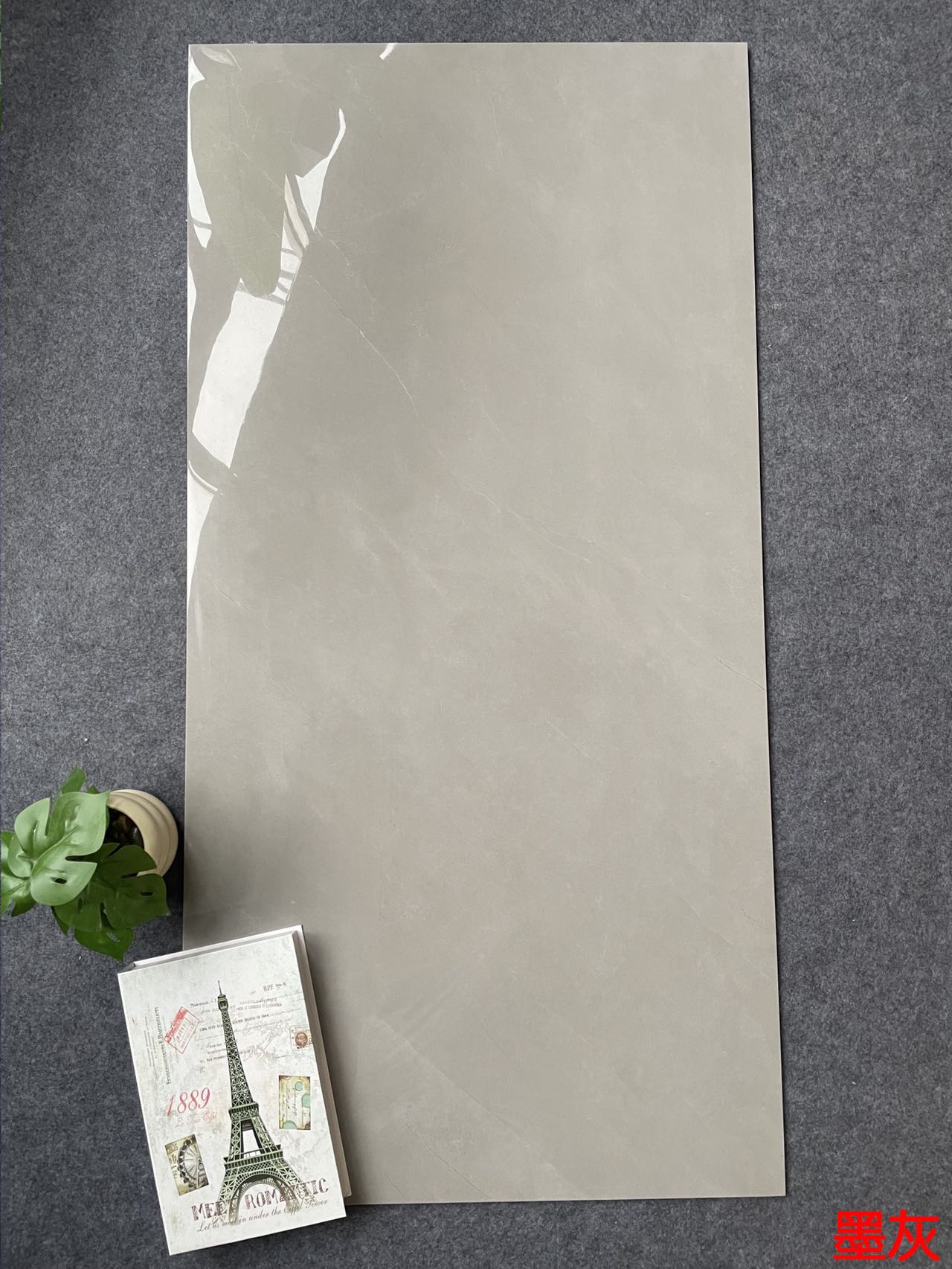 亮光 超晶通体大理石 LS612103墨灰 一石五面 自由连纹 亮光通体