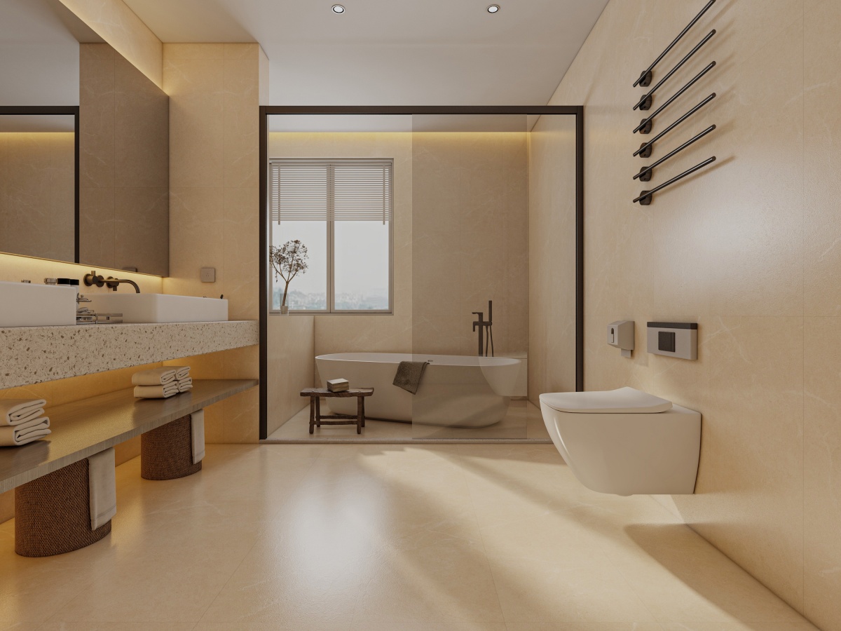 哑光 超耐磨素色  NS4811M文莱米黄 一石四面 自然切面 肌肤釉 15°柔光 4级超耐磨 0.04%超低吸水率