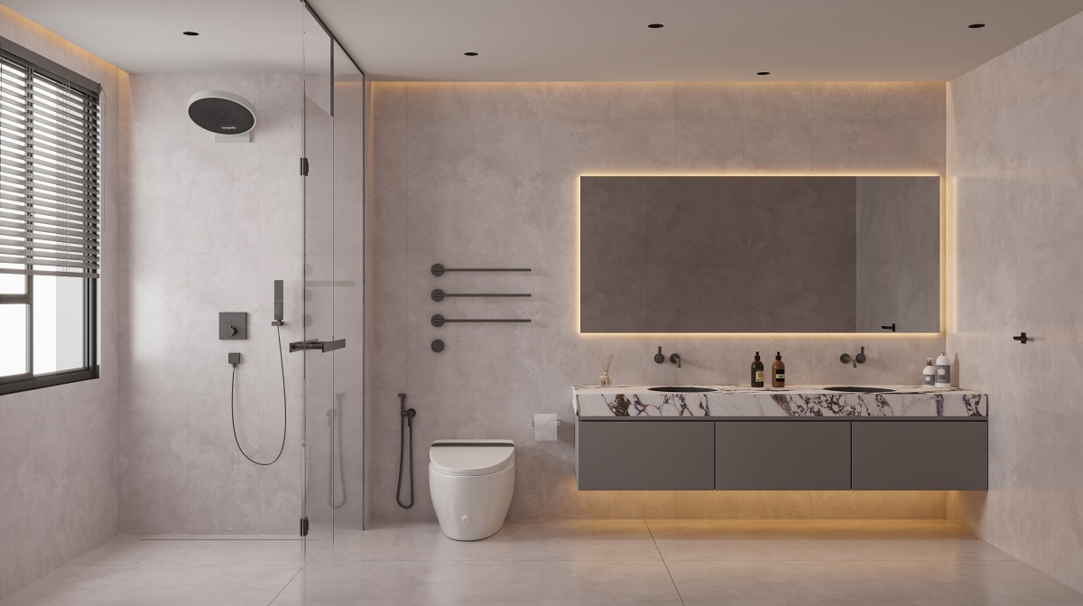 哑光 超耐磨素色  NS4809M马可浅灰 一石四面 自然切面 肌肤釉 15°柔光 4级超耐磨 0.04%超低吸水率